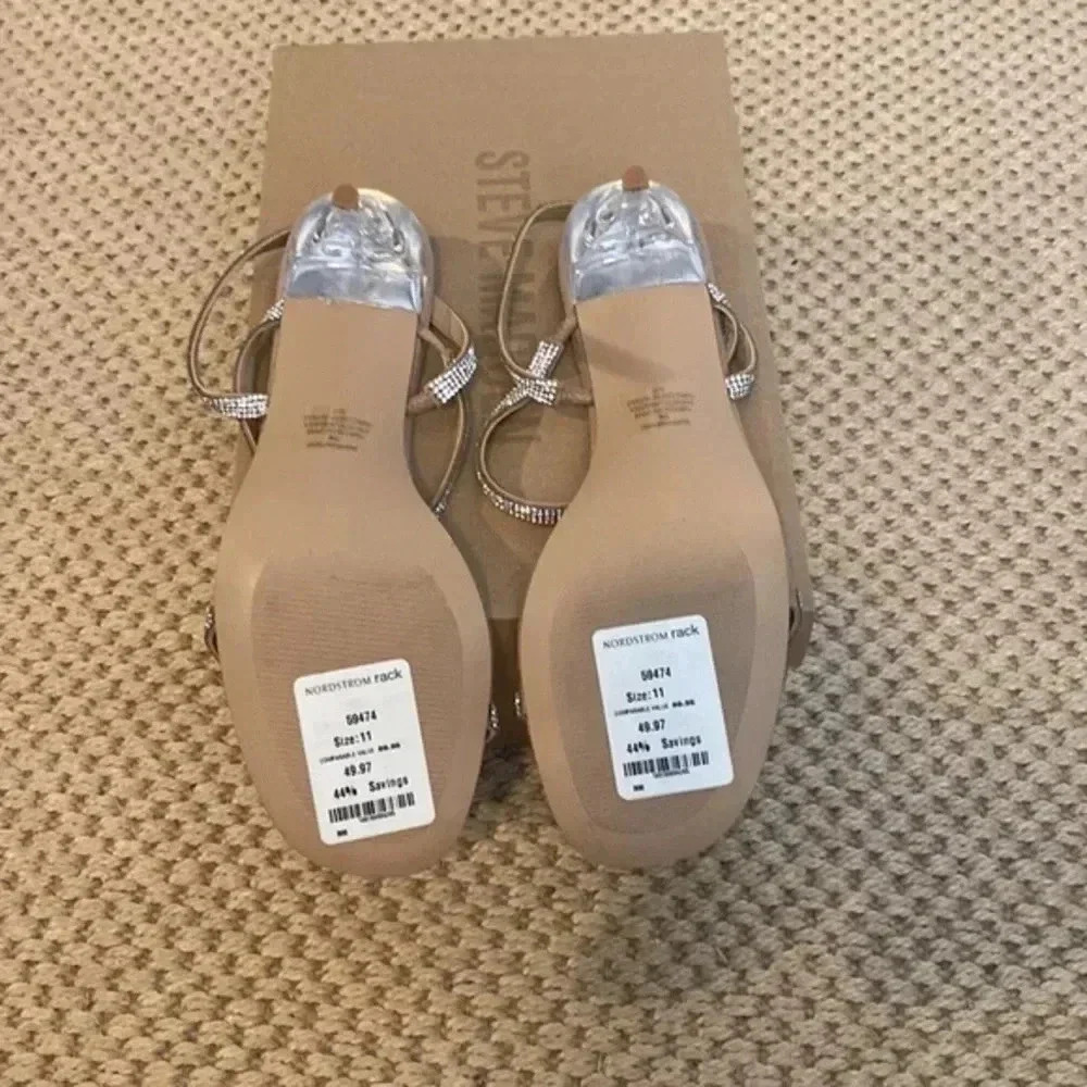 Steve Madden rhinestone strappy evening sandal w/clear 4in heel‎ —size 11 - Picture 4 of 4